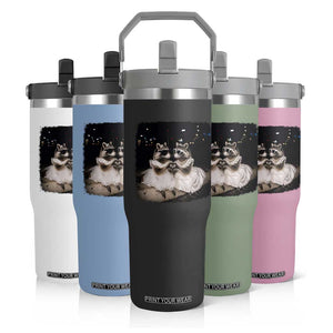 Funny Lesbian Raccoon Engagement Flip Straw Tumbler LGBTQ Pride Gift