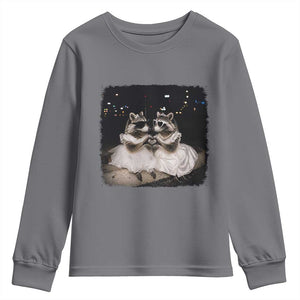 Funny Lesbian Raccoon Engagement Youth Sweatshirt LGBTQ Pride Gift