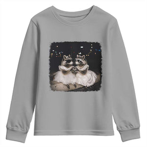 Funny Lesbian Raccoon Engagement Youth Sweatshirt LGBTQ Pride Gift