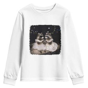 Funny Lesbian Raccoon Engagement Youth Sweatshirt LGBTQ Pride Gift