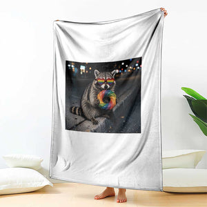 Raccoon Eating Baguette Graphic Throw Blanket Humorous Gay Pride Gift