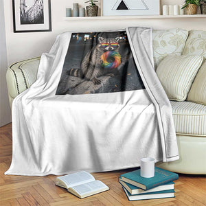 Raccoon Eating Baguette Graphic Throw Blanket Humorous Gay Pride Gift