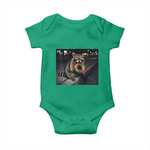 Raccoon Eating Baguette Graphic Baby Onesie Humorous Gay Pride Gift