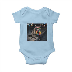 Raccoon Eating Baguette Graphic Baby Onesie Humorous Gay Pride Gift