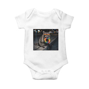 Raccoon Eating Baguette Graphic Baby Onesie Humorous Gay Pride Gift