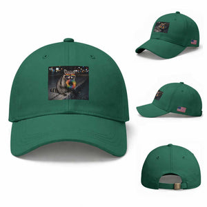 Raccoon Eating Baguette Graphic Baseball Cap Humorous Gay Pride Gift