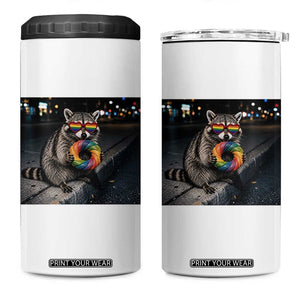 Raccoon Eating Baguette Graphic 4 in 1 Can Cooler Tumbler Humorous Gay Pride Gift TS12 One Size: 16 oz White Print Your Wear