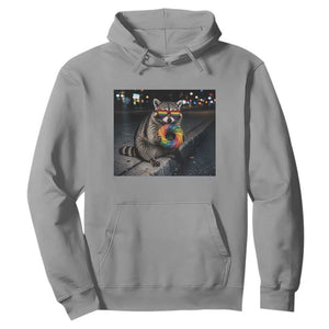 Raccoon Eating Baguette Graphic Hoodie Humorous Gay Pride Gift