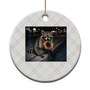 Raccoon Eating Baguette Graphic Ceramic Ornament Humorous Gay Pride Gift TS12 1pc Christmas Plaid Print Your Wear
