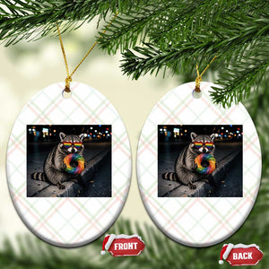 Raccoon Eating Baguette Graphic Ceramic Ornament Humorous Gay Pride Gift TS12 Print Your Wear