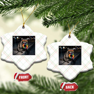 Raccoon Eating Baguette Graphic Ceramic Ornament Humorous Gay Pride Gift TS12 Print Your Wear