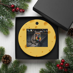 Raccoon Eating Baguette Graphic Ceramic Ornament Humorous Gay Pride Gift TS12 1pc Yellow Cheese Print Your Wear