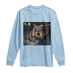 Raccoon Eating Baguette Graphic Long Sleeve Shirt Humorous Gay Pride Gift