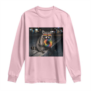 Raccoon Eating Baguette Graphic Long Sleeve Shirt Humorous Gay Pride Gift