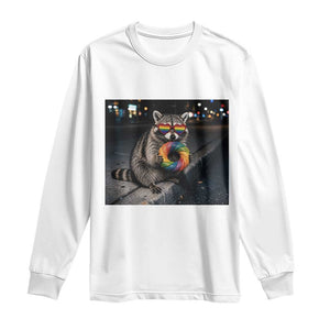 Raccoon Eating Baguette Graphic Long Sleeve Shirt Humorous Gay Pride Gift