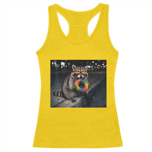 Raccoon Eating Baguette Graphic Racerback Tank Top Humorous Gay Pride Gift TS12 Daisy Print Your Wear