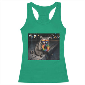 Raccoon Eating Baguette Graphic Racerback Tank Top Humorous Gay Pride Gift TS12 Irish Green Print Your Wear