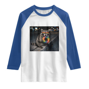 Raccoon Eating Baguette Graphic Raglan Shirt Humorous Gay Pride Gift TS12 White Royal Print Your Wear