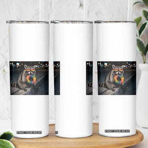 Raccoon Eating Baguette Graphic Skinny Tumbler Humorous Gay Pride Gift TS12 Print Your Wear