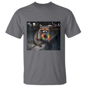 Raccoon Eating Baguette Graphic T Shirt Humorous Gay Pride Gift TS12 Charcoal Print Your Wear