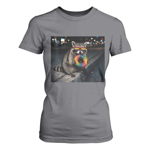Raccoon Eating Baguette Graphic T Shirt For Women Humorous Gay Pride Gift TS12 Charcoal Print Your Wear