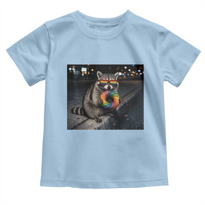 Raccoon Eating Baguette Graphic Toddler T Shirt Humorous Gay Pride Gift TS12 Light Blue Print Your Wear