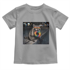 Raccoon Eating Baguette Graphic Toddler T Shirt Humorous Gay Pride Gift TS12 Sport Gray Print Your Wear