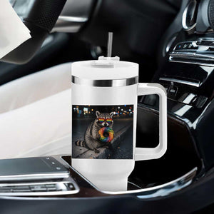 Raccoon Eating Baguette Graphic Tumbler With Handle Humorous Gay Pride Gift TS12 Print Your Wear