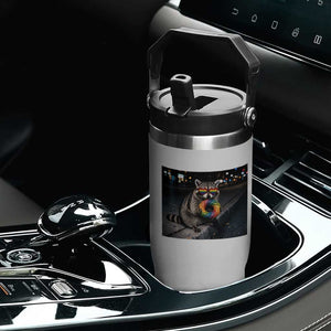 Raccoon Eating Baguette Graphic Flip Straw Tumbler Humorous Gay Pride Gift TS12 Print Your Wear