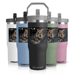 Raccoon Eating Baguette Graphic Flip Straw Tumbler Humorous Gay Pride Gift TS12 Print Your Wear