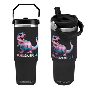 Transaurus Rex Transgender Pride Flip Straw Tumbler Funny Dinosaur Lover TS12 One Size: 30 oz Black Print Your Wear