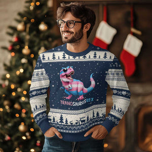 Transaurus Rex Transgender Pride Ugly Christmas Sweater Funny Dinosaur Lover