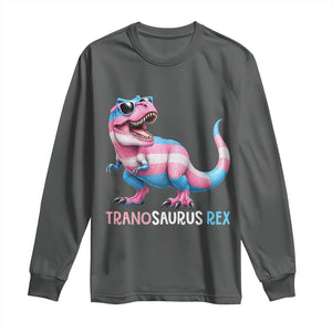 Transaurus Rex Transgender Pride Long Sleeve Shirt Funny Dinosaur Lover TS12 Dark Heather Print Your Wear