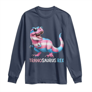 Transaurus Rex Transgender Pride Long Sleeve Shirt Funny Dinosaur Lover TS12 Navy Print Your Wear