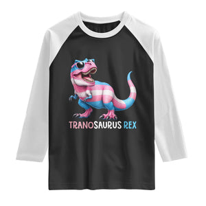 Transaurus Rex Transgender Pride Raglan Shirt Funny Dinosaur Lover TS12 Black White Print Your Wear
