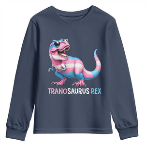 Transaurus Rex Transgender Pride Youth Sweatshirt Funny Dinosaur Lover TS12 Navy Print Your Wear