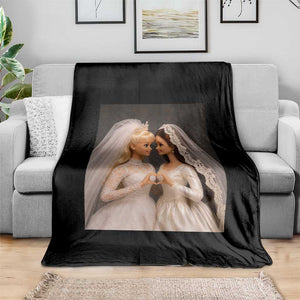 Funny Lesbian Doll Wedding Engagement Throw Blanket LGBTQ Pride Gift TS12 Print Your Wear