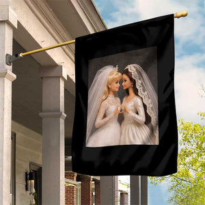 Funny Lesbian Doll Wedding Engagement Garden Flag LGBTQ Pride Gift