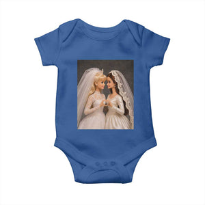 Funny Lesbian Doll Wedding Engagement Baby Onesie LGBTQ Pride Gift TS12 Royal Blue Print Your Wear