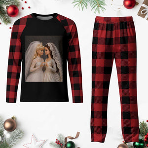 Funny Lesbian Doll Wedding Engagement Plaid Pajama Set LGBTQ Pride Gift