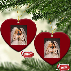 Funny Lesbian Doll Wedding Engagement Ceramic Ornament LGBTQ Pride Gift