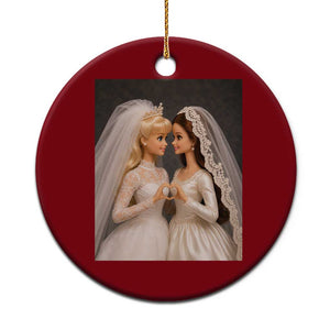 Funny Lesbian Doll Wedding Engagement Ceramic Ornament LGBTQ Pride Gift
