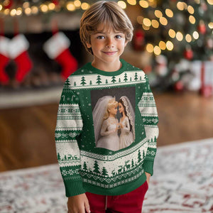 Funny Lesbian Doll Wedding Engagement Ugly Christmas Sweater LGBTQ Pride Gift TS12 Forest Green Beige Print Your Wear