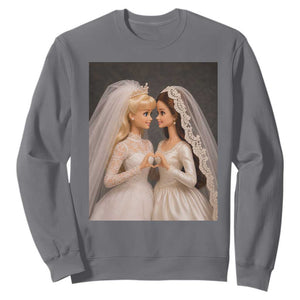 Funny Lesbian Doll Wedding Engagement Sweatshirt LGBTQ Pride Gift TS12 Charcoal Print Your Wear