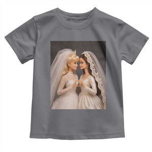 Funny Lesbian Doll Wedding Engagement Toddler T Shirt LGBTQ Pride Gift TS12 Charcoal Print Your Wear