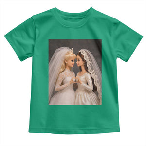 Funny Lesbian Doll Wedding Engagement Toddler T Shirt LGBTQ Pride Gift TS12 Irish Green Print Your Wear