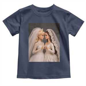 Funny Lesbian Doll Wedding Engagement Toddler T Shirt LGBTQ Pride Gift TS12 Navy Print Your Wear