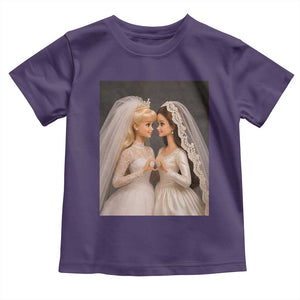 Funny Lesbian Doll Wedding Engagement Toddler T Shirt LGBTQ Pride Gift TS12 Purple Print Your Wear
