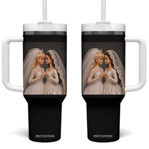 Funny Lesbian Doll Wedding Engagement Tumbler With Handle LGBTQ Pride Gift