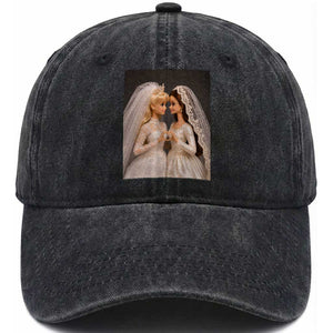 Funny Lesbian Doll Wedding Engagement Washed Cotton Baseball Cap LGBTQ Pride Gift